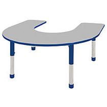 ECR4KIDS; Adjustable Horseshoe Activity Table, Chunky Legs, 60 inch;W x 66 inch;D, Gray Top/Blue Legs
