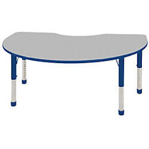 ECR4Kids; Adjustable Kidney Activity Tables, Chunky Legs, 48 inch;W x 72 inch;D, Gray/Blue