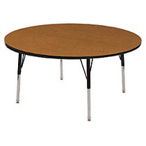 ECR4KIDS; Adjustable Round Activity Table, Standard Legs, 48 inch; Diameter, Oak Top/Black Legs