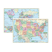 Kappa Map Group U.S. And World Wall Maps, 28 inch; x 40 inch;, Pack Of 3