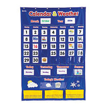 Learning Resources Calendar And Weather Pocket Chart, 30 3/4 inch; x 44 1/4 inch;, Blue/Yellow, Pre-K - Grade 2