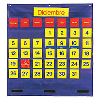 Learning Resources; Bilingual Monthly Calendar Pocket Chart Set, 25 1/2 inch; x 28 inch;, Blue, Pre-K - Grade 3