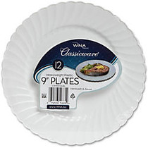 Classicware 9 inch; Plates Shrink Wrapped - 9 inch; Diameter Plate - Polystyrene, Plastic - Disposable - White - 12 Piece(s) / Pack