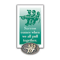 Pulling Together Lapel Pin, 5/8 inch; x 7/8 inch;, Antiqued Gold