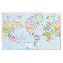 Rand McNally M-Series Wall Map, Laminated, World, 50 inch; x 32 inch;