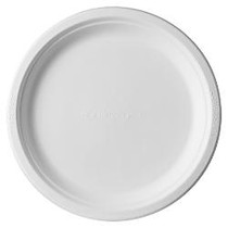 Eco-Products Sugarcane Fiber Plates, 9 9/10 inch;, White, Pack Of 50