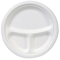 EcoSmart&trade; 3-Compartment Plate, 10 inch; Diameter, White, 50 Plates Per Pack, Case Of 10 Packs
