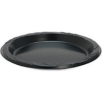 Genuine Joe 9 inch; Round Plastic Plates, Black, Pack Of 125