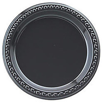 Huhtamaki Round Heavyweight Plastic Plates, 7 inch; Diameter, Black, Pack Of 125