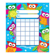 TREND Incentive Pad, Owl-Stars, 5 1/4 inch; x 6 inch;, Assorted Colors, Pad Of 36 Charts