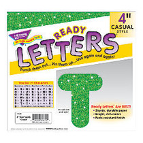 TREND Ready Letters;, Casual Uppercase, 4 inch;, Green Sparkle, Pre-K - Grade 12, Pack Of 72