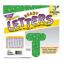 TREND Ready Letters;, Glitter, 3 inch;, Green Sparkle, Pre-K - Grade 12, Pack Of 124