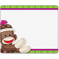 Trend Sock Monkeys Name Tags - Sock Monkey - Learning Theme/Subject - 4 Rectangle - Self-adhesive - Self-adhesive, Residue-free - 2.88 inch; Height x 3 inch; Width - Multicolor - 36 / Pack
