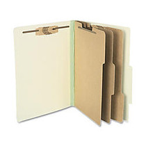 ACCO; Durable Pressboard Classification Folders, Letter Size, 4 inch; Expansion, 3 Partitions, 60% Recycled, Leaf Green, Box Of 10