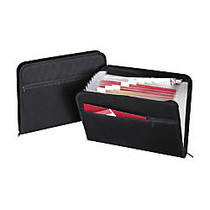 Globe-Weis; Expanding Poly Fabric Files With Zipper Closure, 13 Pockets, Letter Size, Black