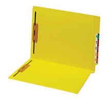Office Wagon; Brand End Tab Fastener Folders With 2 Fasteners, 8 1/2 inch; x 11 inch;, Letter Size, Yellow, Pack Of 25
