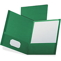 Oxford Linen Twin Pocket Folders - Letter - 8 1/2 inch; x 11 inch; Sheet Size - 100 Sheet Capacity - 2 Pocket(s) - Dark Green - 25 / Box