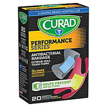 CURAD; Finger/Knuckle Antibacterial Adhesive Bandages, 1 3/4 inch; x 2 inch;, Assorted Colors, Pack Of 20