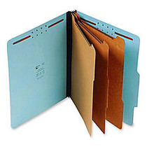 SJ Paper 3-Divider Classification Folders, Legal Size, 8 Fasteners, 60% Recycled, Blue, Box Of 10