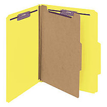 Smead; Color 1-Divider Classification Folders With SafeSHIELD; Coated Fasteners, Letter Size, 2 inch; Expansion, 50% Recycled, Yellow, Box Of 10