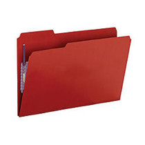 Smead; Color Pressboard Fastener Folders With SafeSHIELD; Coated Fasteners, Legal Size, 1/3 Cut, 50% Recycled, Bright Red, Box Of 25