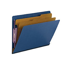 Smead; End-Tab 2-Divider Classification Folders, 8 1/2 inch; x 11 inch;, 2 Divider, 2 Partition, 50% Recycled, Dark Blue, Pack Of 10