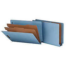 Smead; End-Tab 2-Divider Classification Folders, 8 1/2 inch; x 14 inch;, 2 Divider, 2 Partition, 50% Recycled, Blue, Pack Of 10