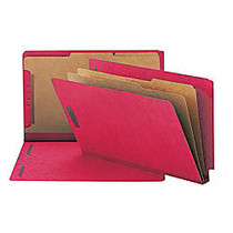 Smead; End-Tab 2-Divider Classification Folders, 8 1/2 inch; x 14 inch;, 2 Divider, 2 Partition, 50% Recycled, Bright Red, Pack Of 10