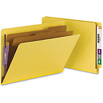 Smead; End-Tab 2-Divider Classification Folders, 8 1/2 inch; x 14 inch;, 2 Divider, 2 Partition, 50% Recycled, Yellow, Pack Of 10