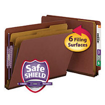 Smead; End-Tab Classification Folders With SafeSHIELD; Coated Fasteners, Letter Size, 60% Recycled, Red, Box Of 10