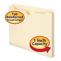 Smead; Expanding Reinforced Top-Tab File Jackets, 1 inch; Expansion, Letter Size, Manila, Box Of 50