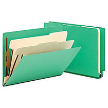 Smead; Manila And Color Classification Folders, 8 1/2 inch; x 11 inch;, 2 Divider, 2 Partition, Green, Pack Of 10