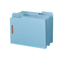 Smead; Pressboard Fastener Folders, 1 inch; Expansion, Letter Size, 100% Recycled, Blue, Pack Of 25
