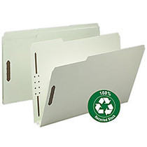 Smead; Pressboard Fastener Folders, 2 inch; Expansion, Legal Size, 100% Recycled, Gray/Green, Pack Of 25