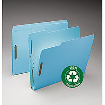 Smead; Pressboard Fastener Folders, 2 inch; Expansion, Letter Size, 100% Recycled, Blue, Pack Of 25