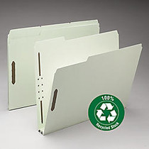 Smead; Pressboard Fastener Folders, 2 inch; Expansion, Letter Size, 100% Recycled, Gray/Green, Pack Of 25