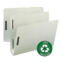 Smead; Pressboard Fastener Folders, 3 inch; Expansion, Letter Size, 100% Recycled, Gray/Green, Pack Of 25