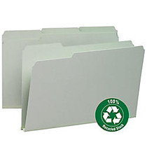 Smead; Pressboard Folder, 1 inch; Capacity, Legal Size, 1/3 Cut, 100% Recycled, Gray/Green, Box Of 25