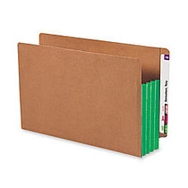 Smead; Red Rope End-Tab File Pockets With Gussets, Legal Size, 3 1/2 inch; Expansion, 30% Recycled, Green Gusset, Box Of 10