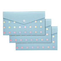 Divoga; Whimsical Wonder Collection Poly Snap Letter Envelopes, 9 1/16 inch; x 12 1/4 inch;, Blue Foil Dot, Pack Of 3