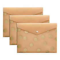 Divoga; Whimsical Wonder Collection Poly Snap Letter Envelopes, 9 1/16 inch; x 12 1/4 inch;, Peach/Gold, Pack Of 3