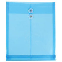 JAM Paper; Open-End Plastic Envelopes, Letter-Size, 9 3/4 inch; x 11 3/4 inch;, Blue, Pack Of 12