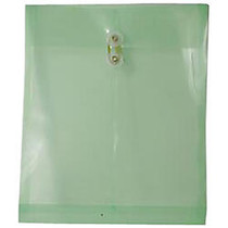 JAM Paper; Open-End Plastic Envelopes, Letter-Size, 9 3/4 inch; x 11 3/4 inch;, Green, Pack Of 12