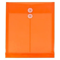 JAM Paper; Open-End Plastic Envelopes, Letter-Size, 9 3/4 inch; x 11 3/4 inch;, Orange, Pack Of 12