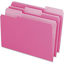 Pendaflex Pink Two-tone 1/3-cut File Folders - Legal - 8 1/2 inch; x 14 inch; Sheet Size - 1/3 Tab Cut - Assorted Position Tab Location - 11 pt. Folder Thickness - Stock - Pink - 100 / Box