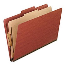 Pendaflex; Pressboard End-Tab Classification Folder, 1 Divider, Legal Size, 70% Recycled, Red, Box Of 10