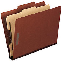 Pendaflex; Pressboard End-Tab Classification Folder, 1 Divider, Letter Size, 70% Recycled, Red, Box Of 10