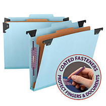 Smead; Hanging Pressboard Classification Folder With SafeSHIELD; Coated Paper Fastener, 1 Divider, Letter Size, 30% Recycled, Blue