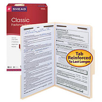 Smead; Manila Reinforced Tab Fastener Folders With Two Fasteners, 1/3 Cut, Legal Size, Pack Of 50