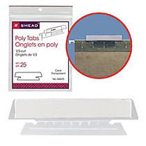 Smead; Clear Hanging Poly Tabs, 3 1/2 inch; For 1/3 Cut Tabs, Pack Of 25